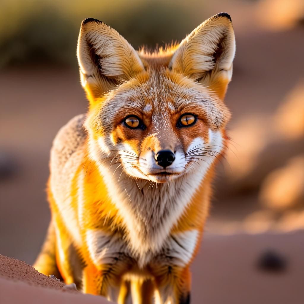 Kit Fox Portrait in Desert Landscape