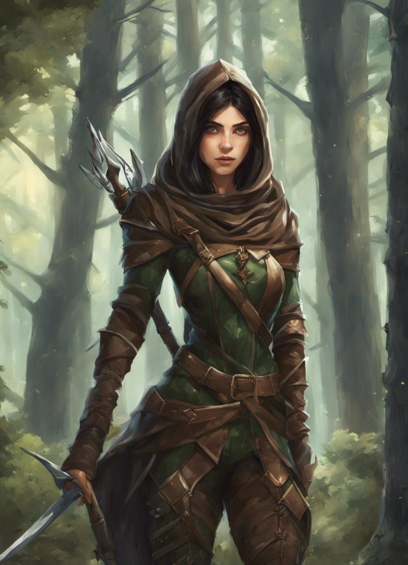 Wood Elf Archer in Spruce Forest: Digital Painting