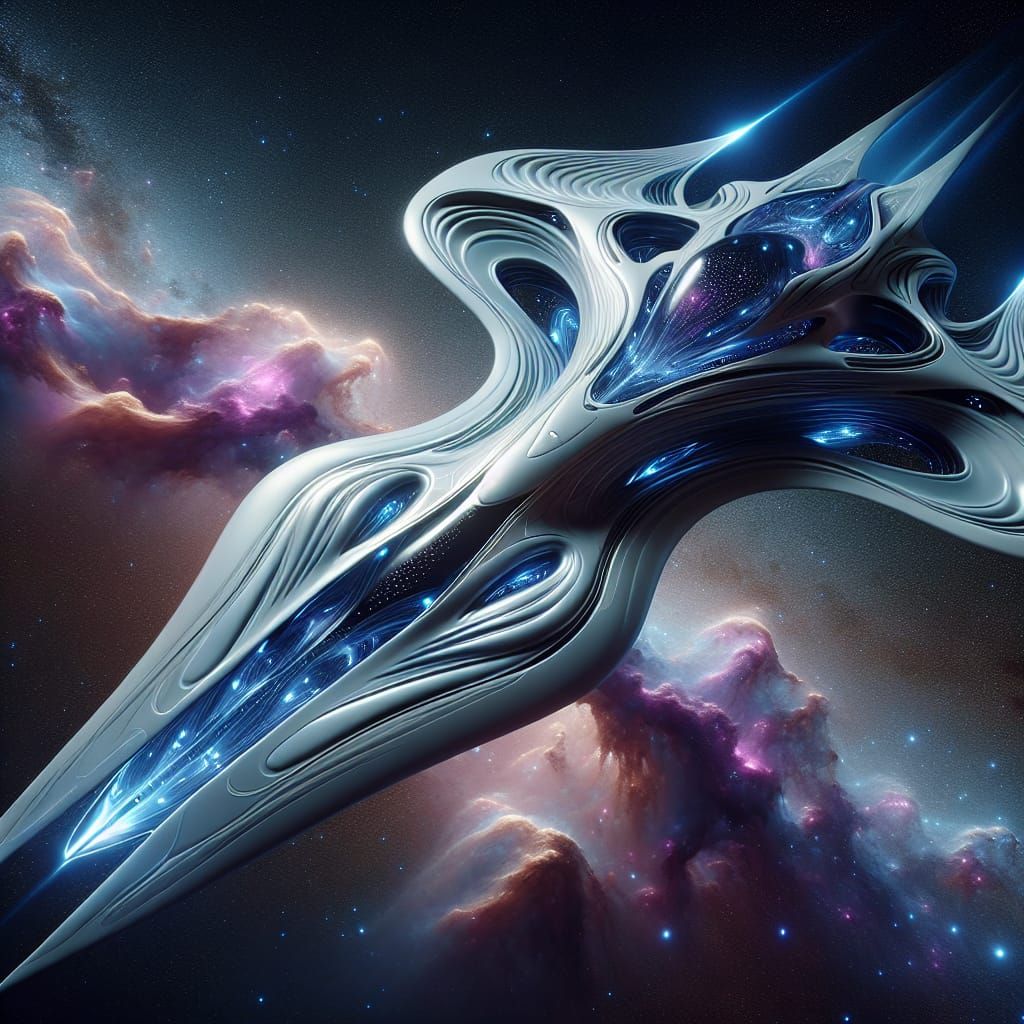 Futuristic Spaceship with Bioluminescent Design