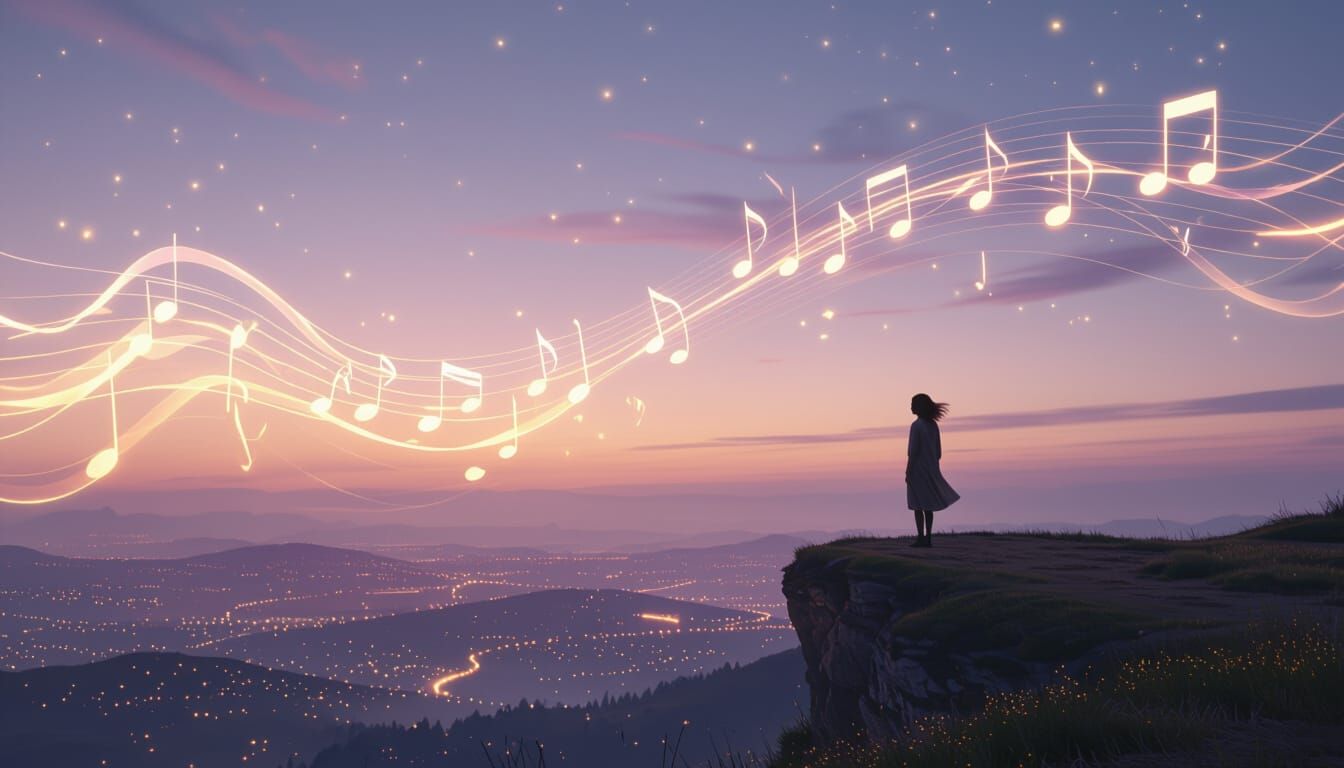 Surreal Twilight Dreamscape: Visible Music and Glowing Symbo...