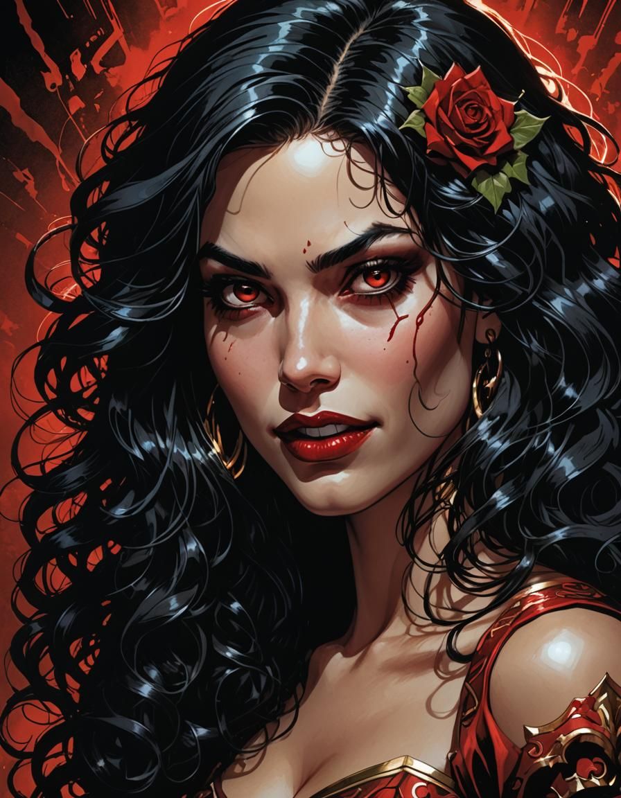 Psychopathic Princess Portrait in Comic Book Art