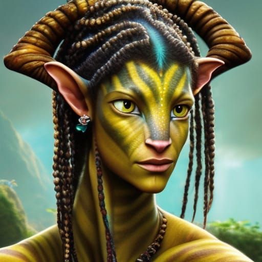 Detailed Portrait of Avatar Na'vi Woman in 8K