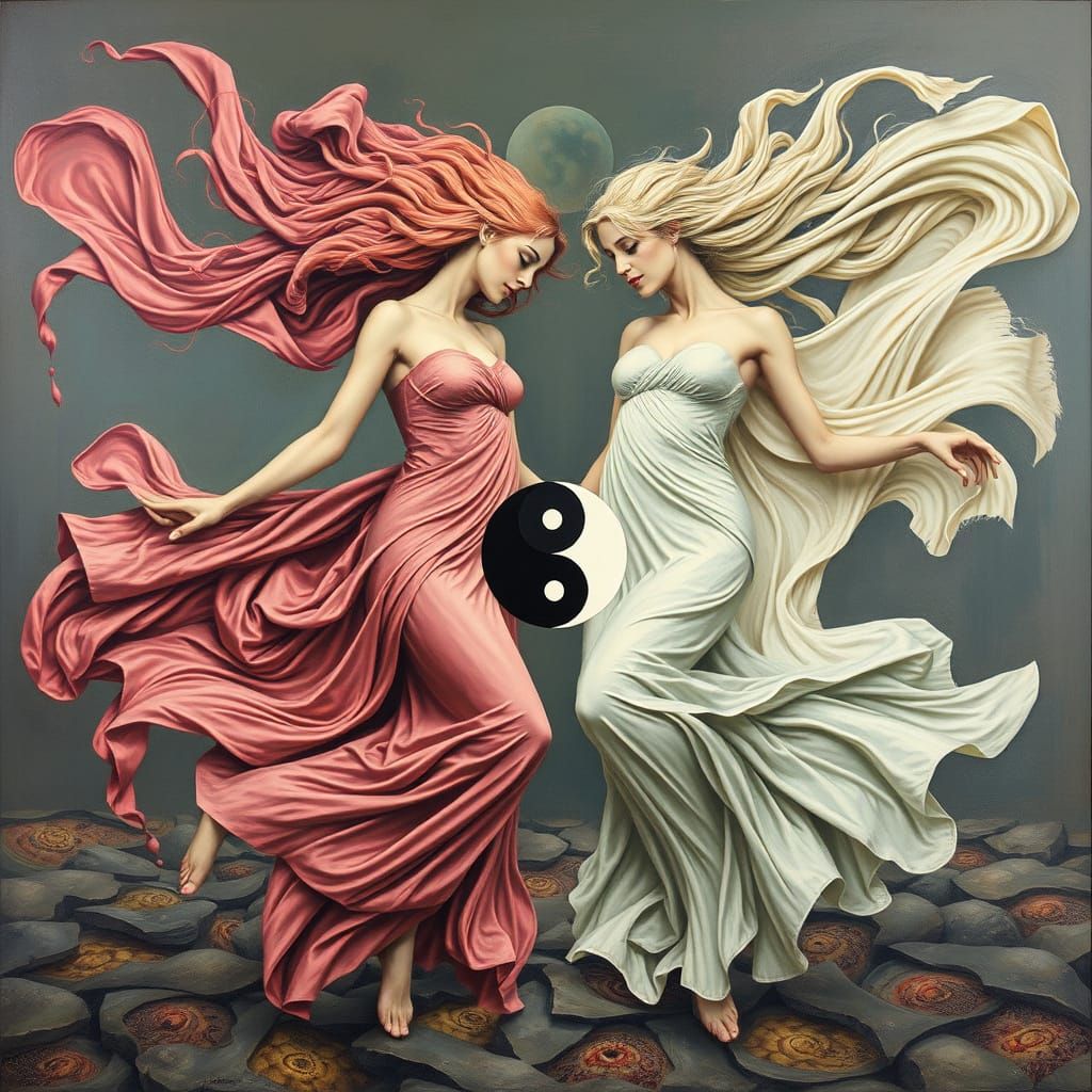 Surreal Ying Yang Dreamscape in Oil
