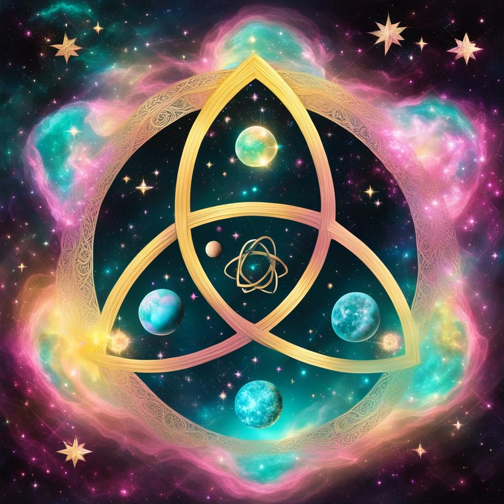 Translucent Triquetra Nebula in Starry Universe