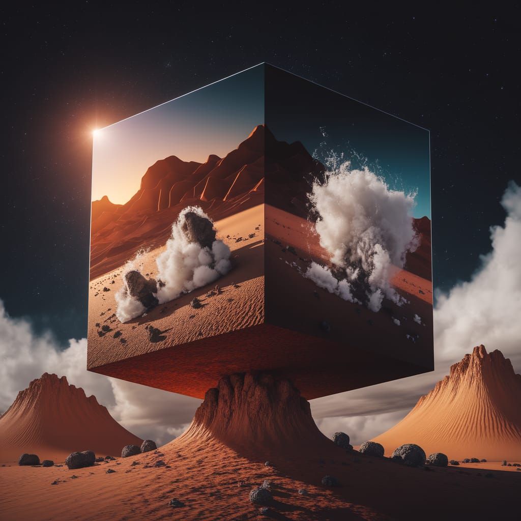 Double Exposure Masterpiece in Gouache Style