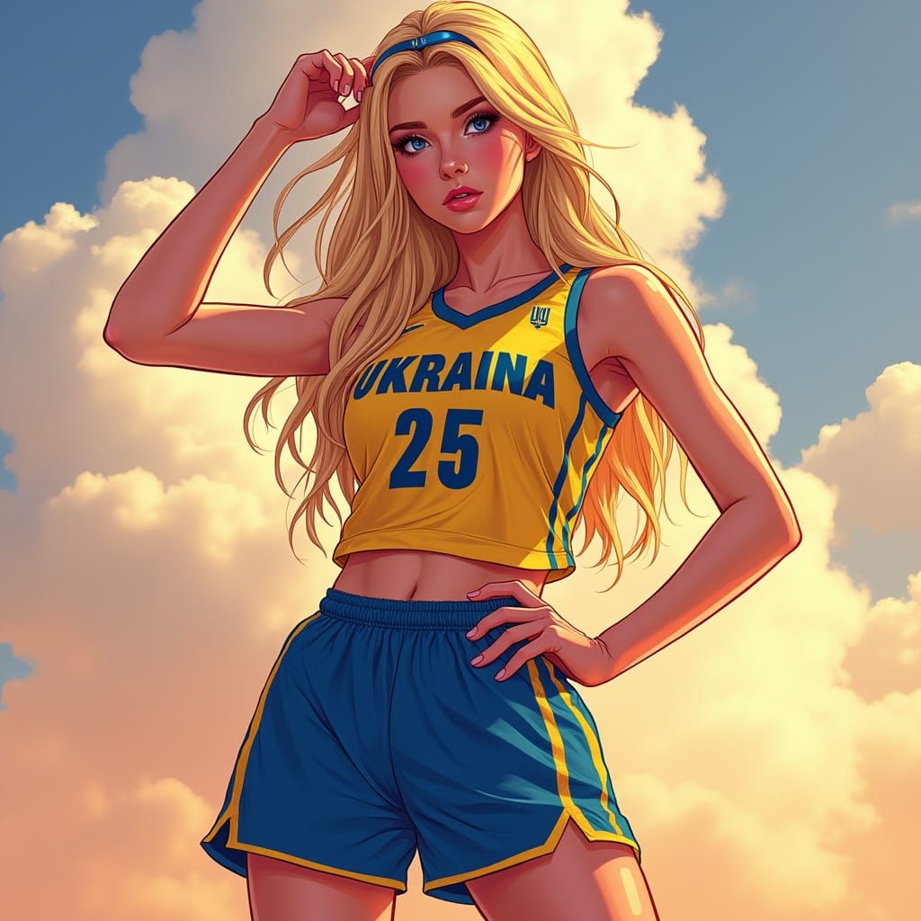 Ukrainian Woman in Anime Cel-Shaded Style