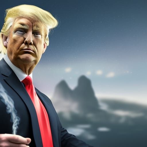 Detailed Matte Painting of Donald Trump Smoking