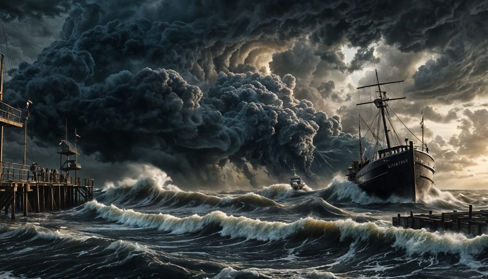 Hurricane Forms at the Docks: Hyperrealistic Matte Painting