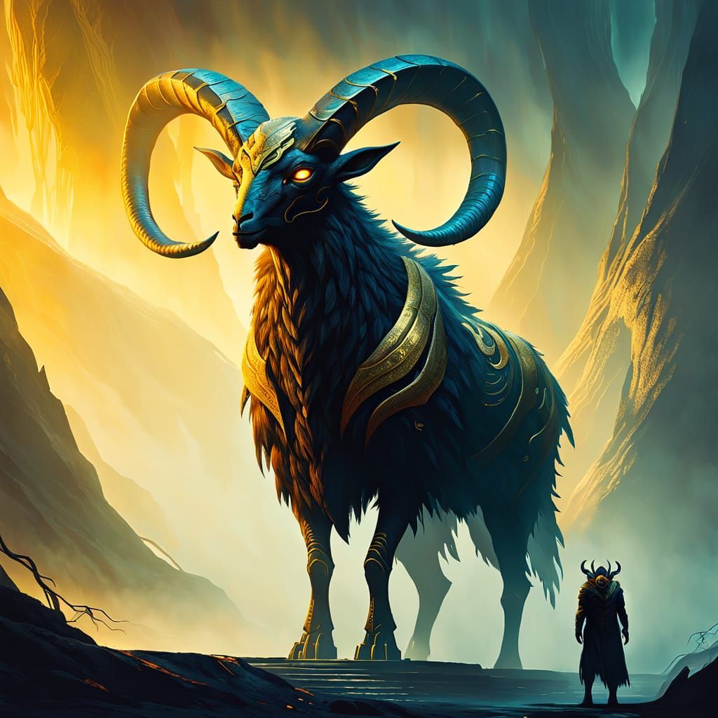 Half-Ram Alien Concept Art in Golden Light