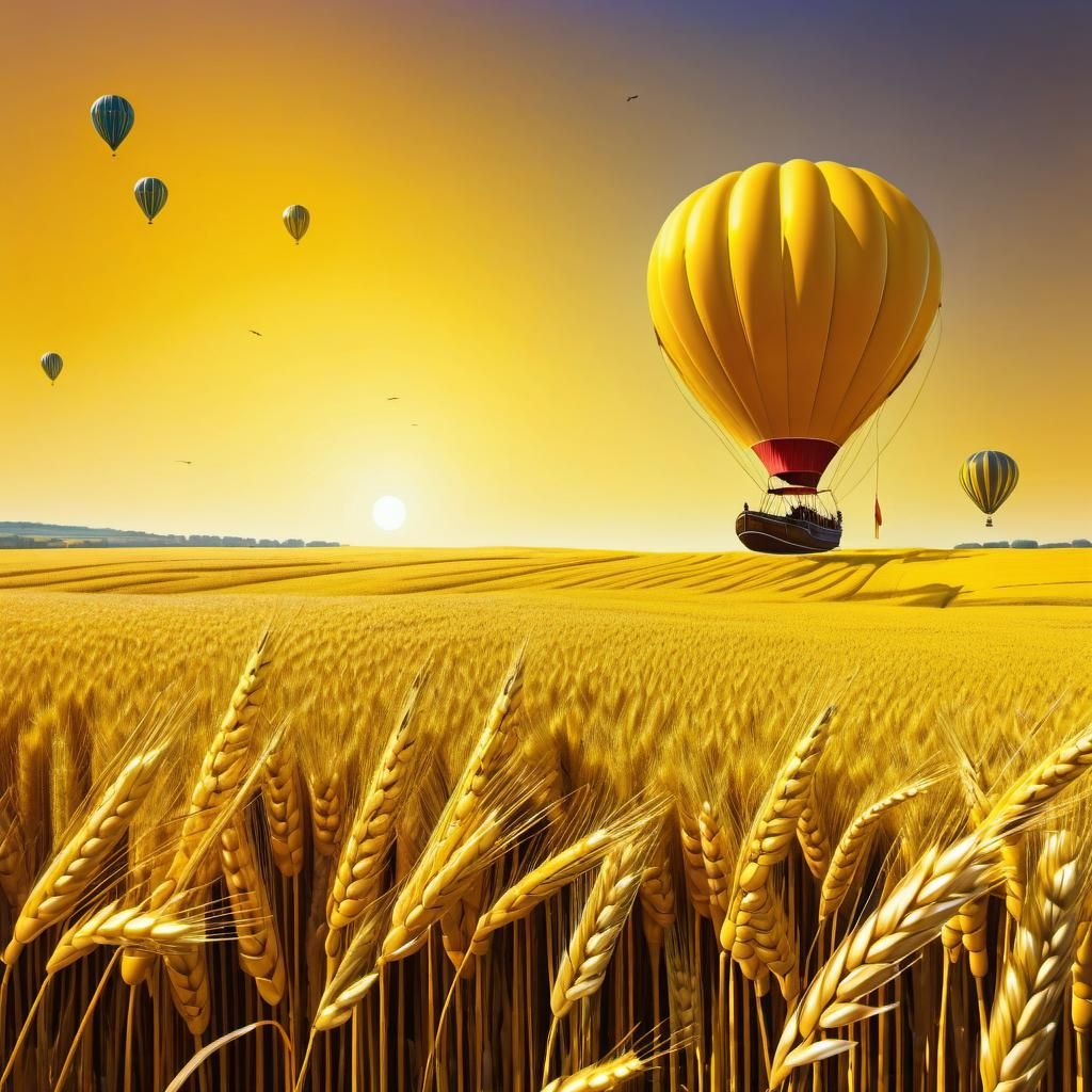 Golden Sun Illuminates Yellow Balloons: Abstract Art