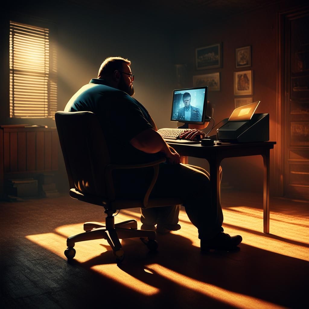 Cinematic Portrait of a Man at Computer