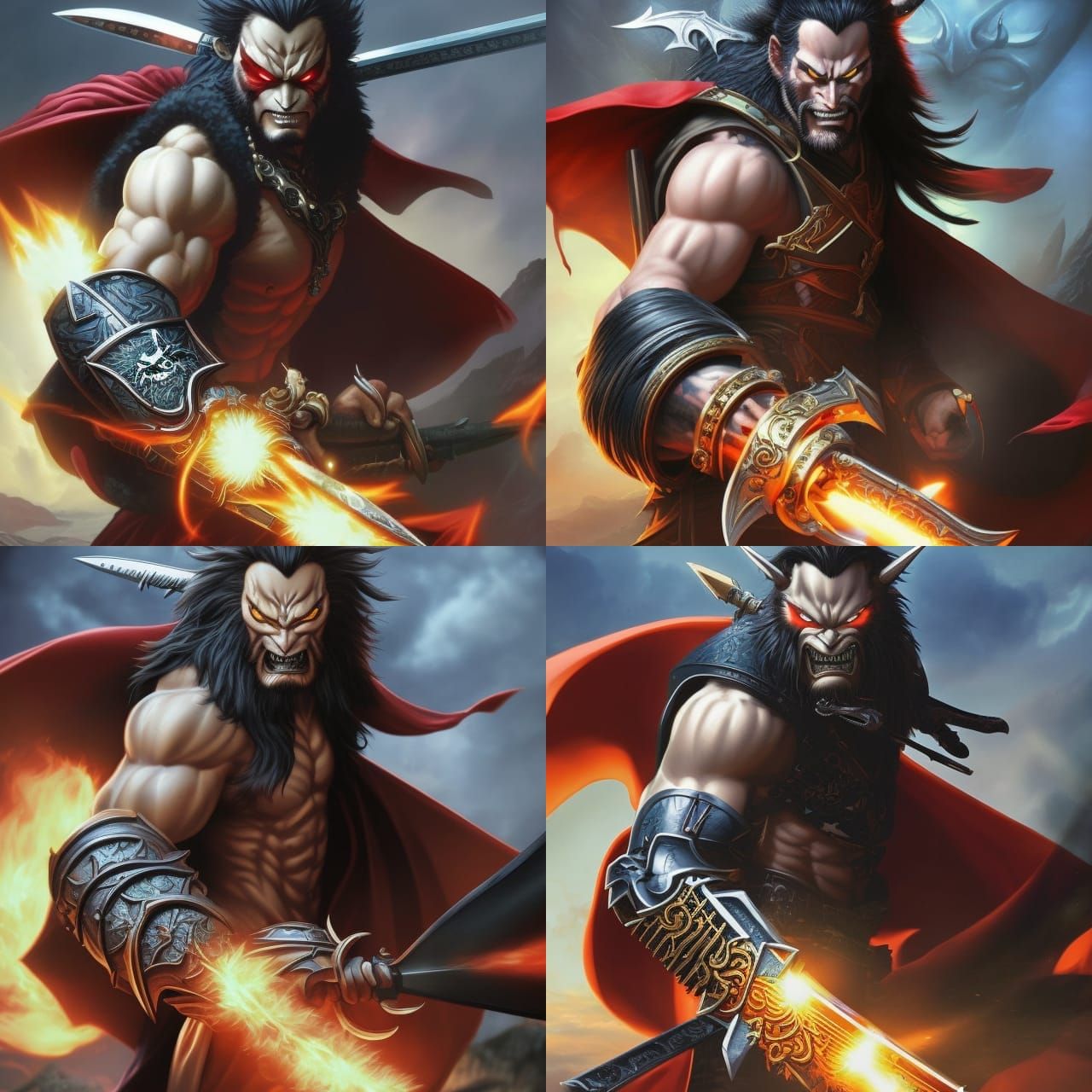 A oni yokai samurai, illidan stormrage, demon hunter, wild gold hair, world of warcraft, Mark Brooks and Dan Mumford, co...