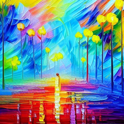 Vaporwave Painting in Expressionist Style