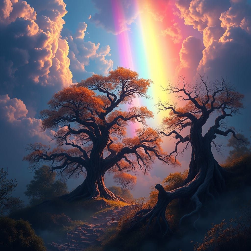 Radiant Dreamlike Rainbow Landscape