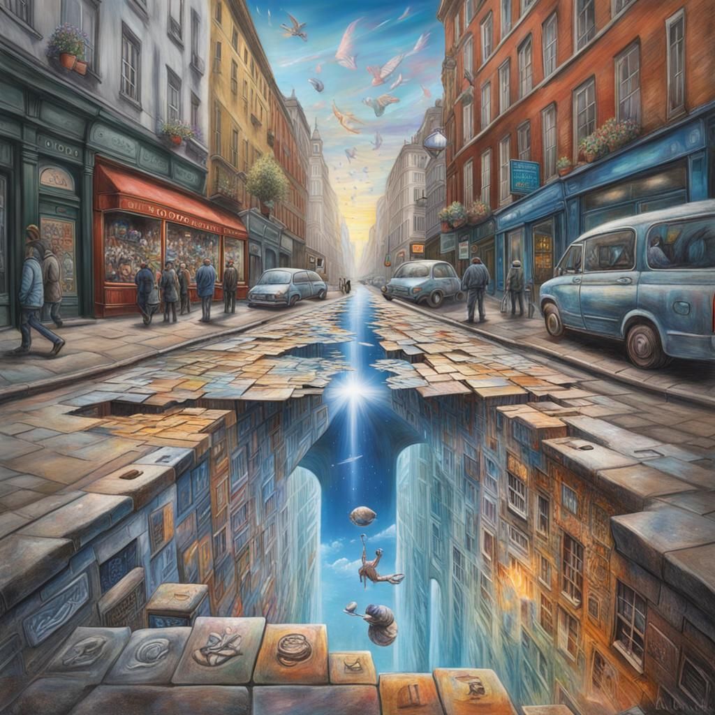 Surreal Distorted Reality in Street Art Style