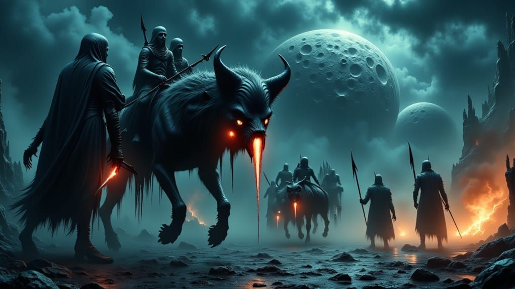 Space Templars Battle Werewolves in Dark Lunar Landscape