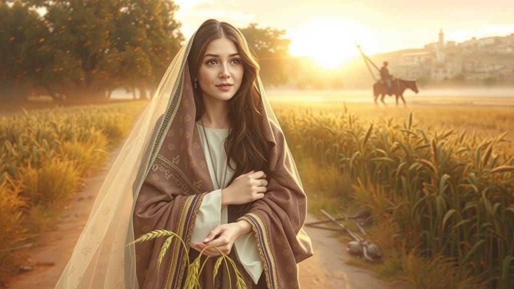 Ancient Hebrew Goddess of Harvest in Dreamlike Landscape