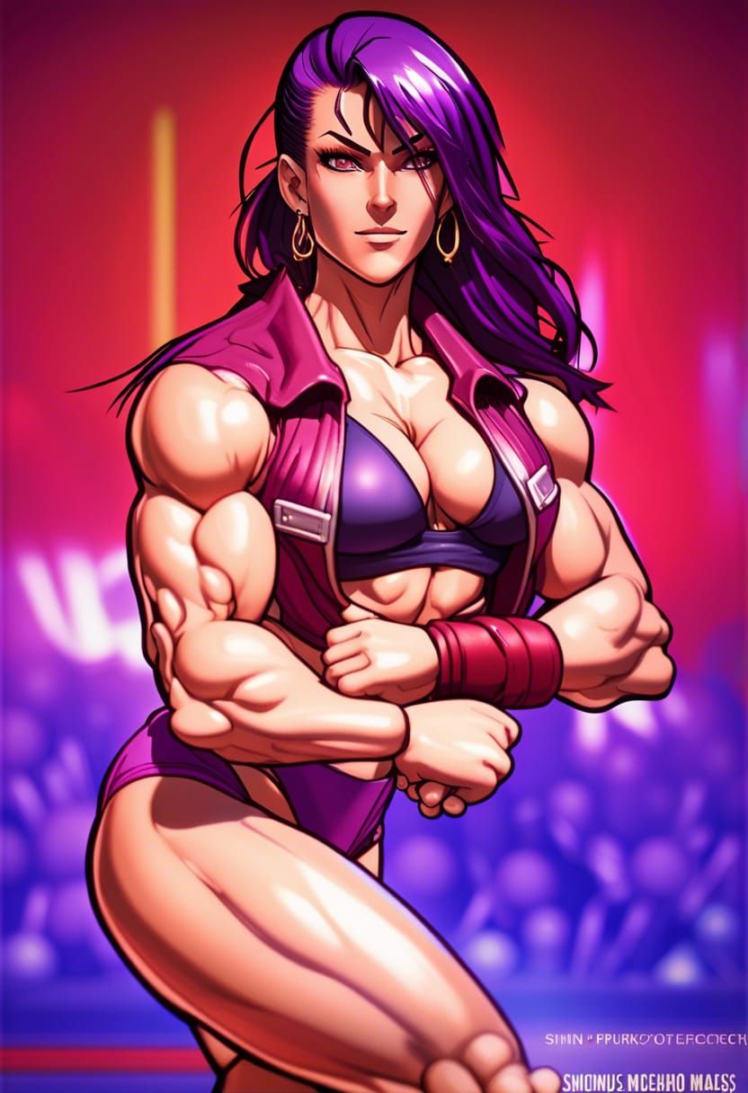 Female Bodybuilder Muscle Pose in KOF Style