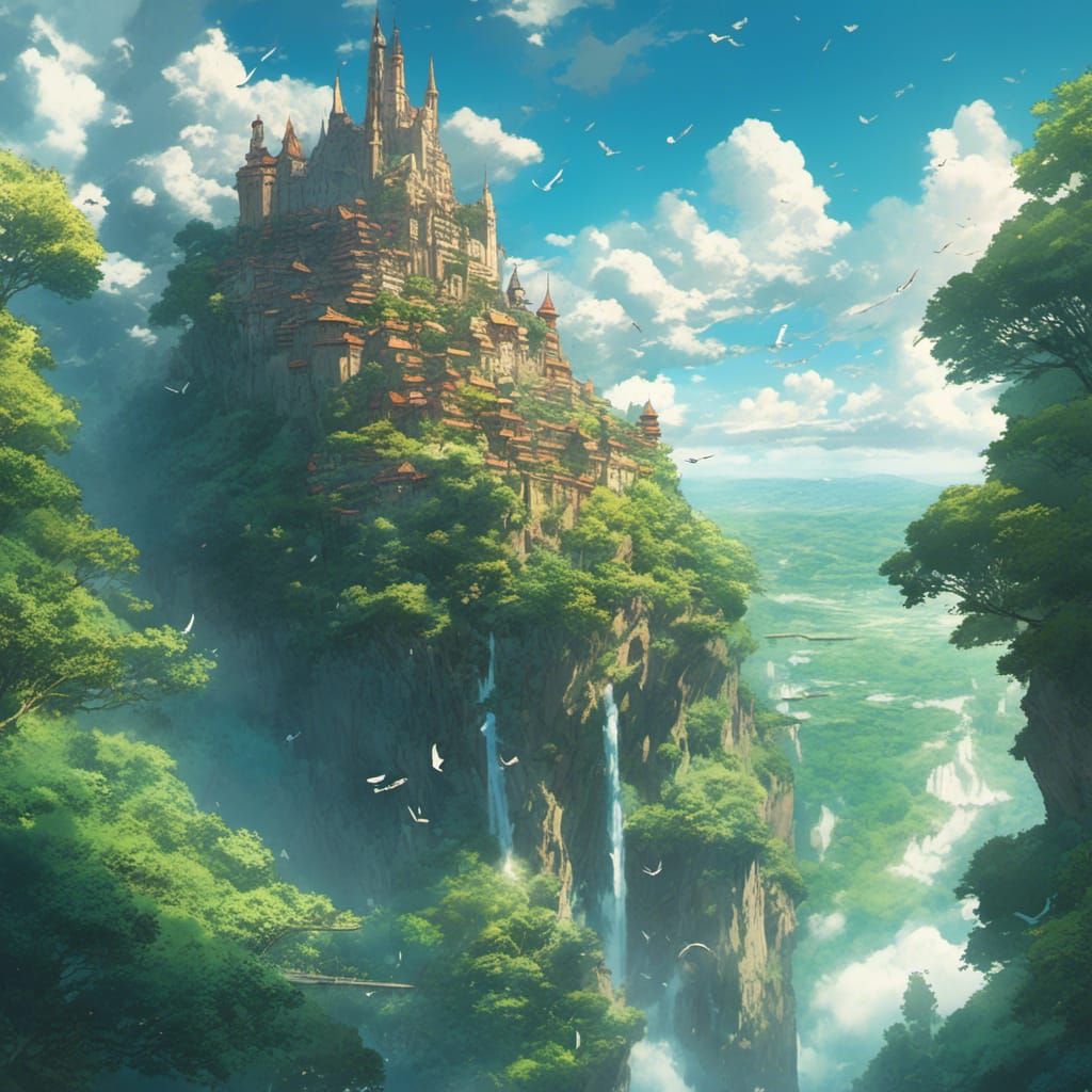 Flying Castle in the Sky, Ghibli-esque Anime