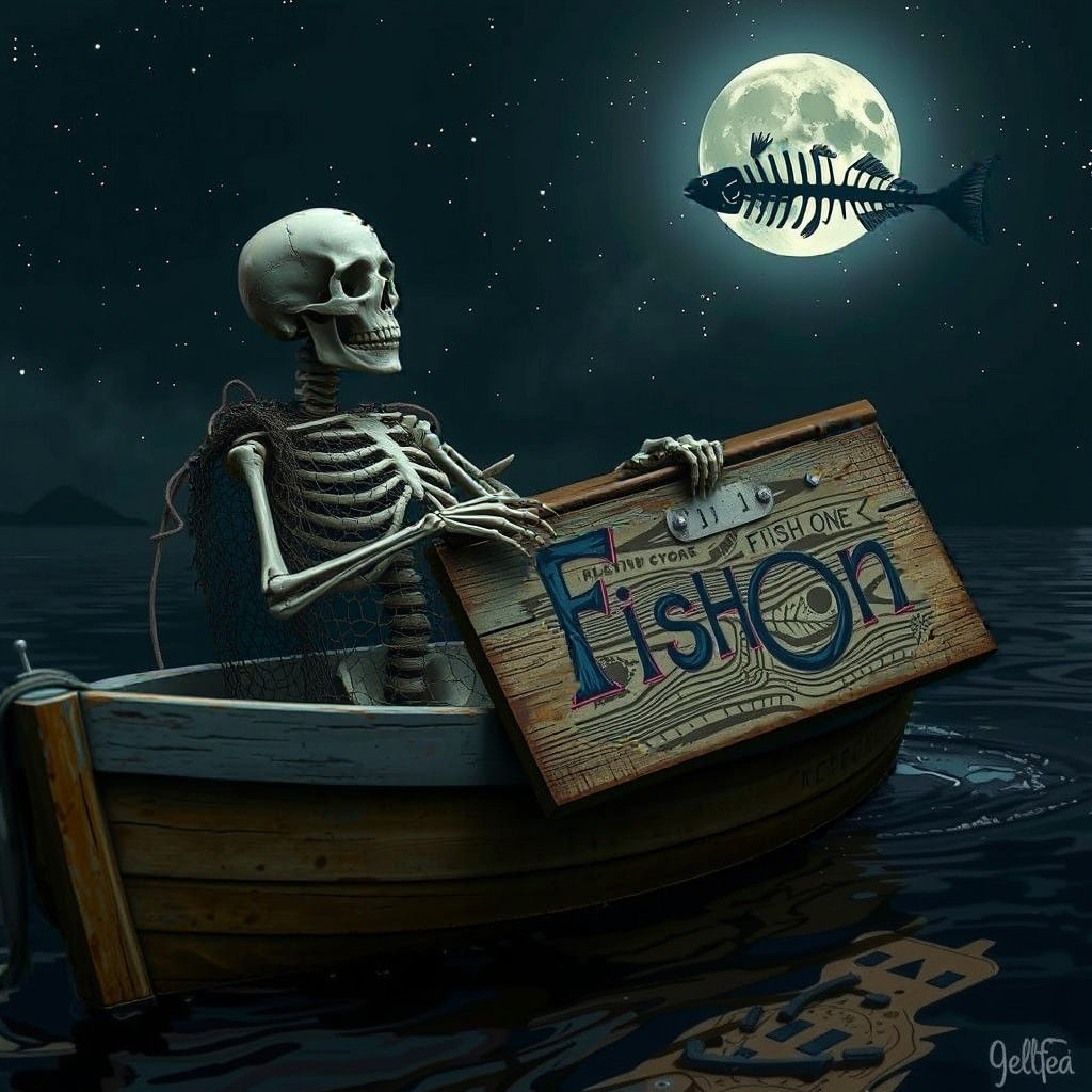 Surreal Realism Depiction of a Ghostly Fisherman