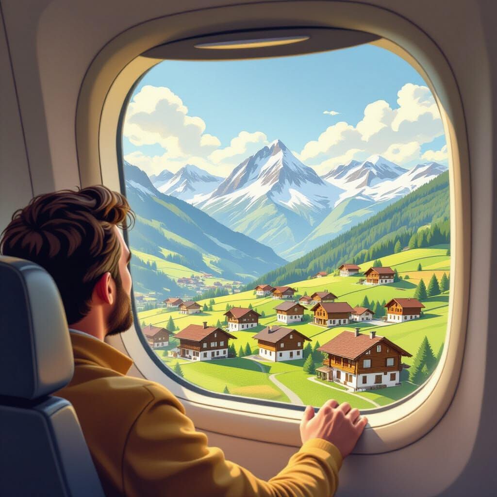 First Flight Over Swiss Alps: Awe-Inspiring Mountain Village...