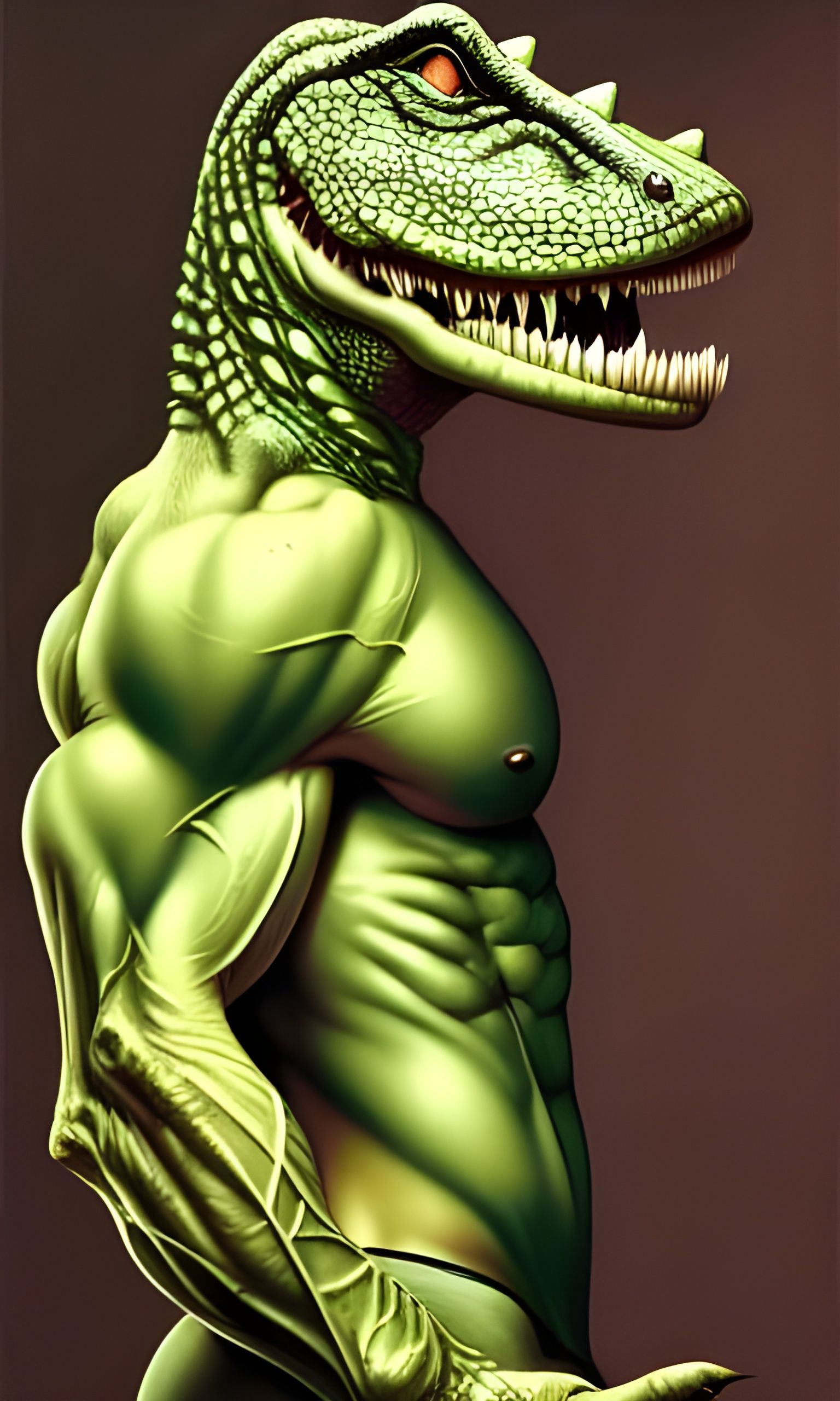 Sultry Alligator Man Portrait in Fantasy Art Style