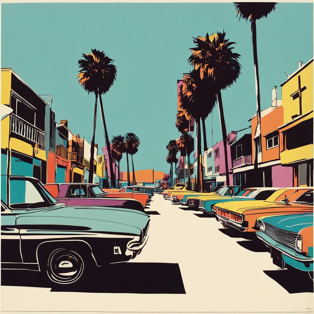 Venice Beach 1970s Four-Color Screen Print