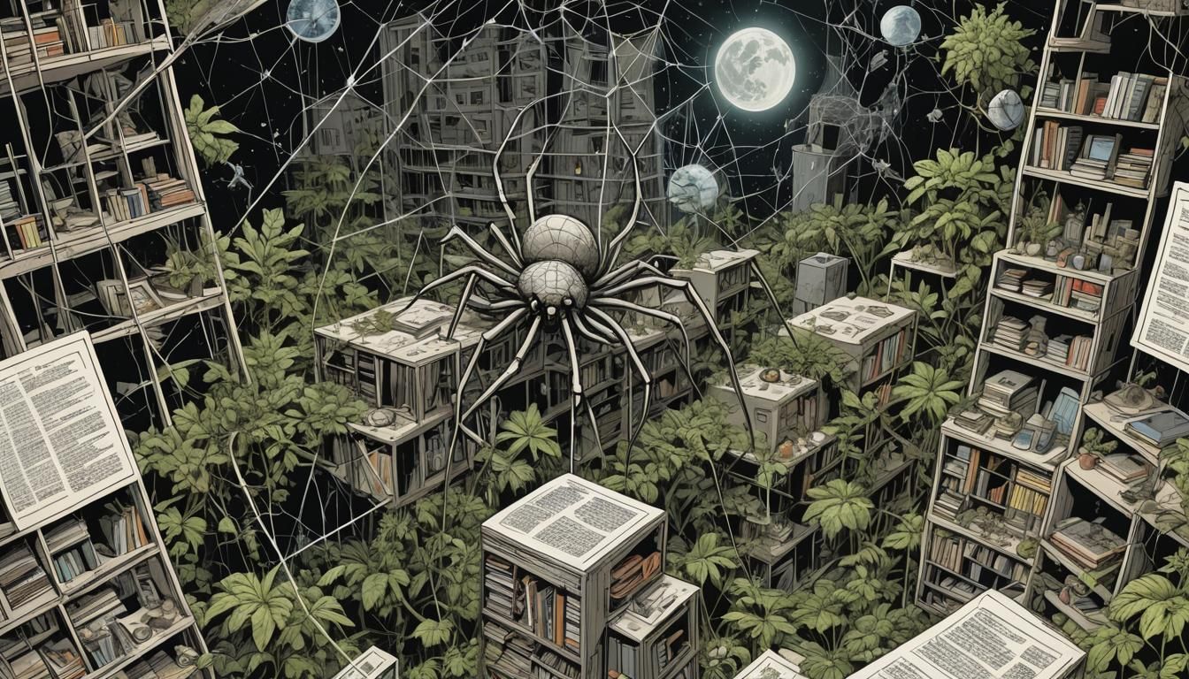 Chernobyl Spiders Weaving Cosmic Web, Polish Comics Style