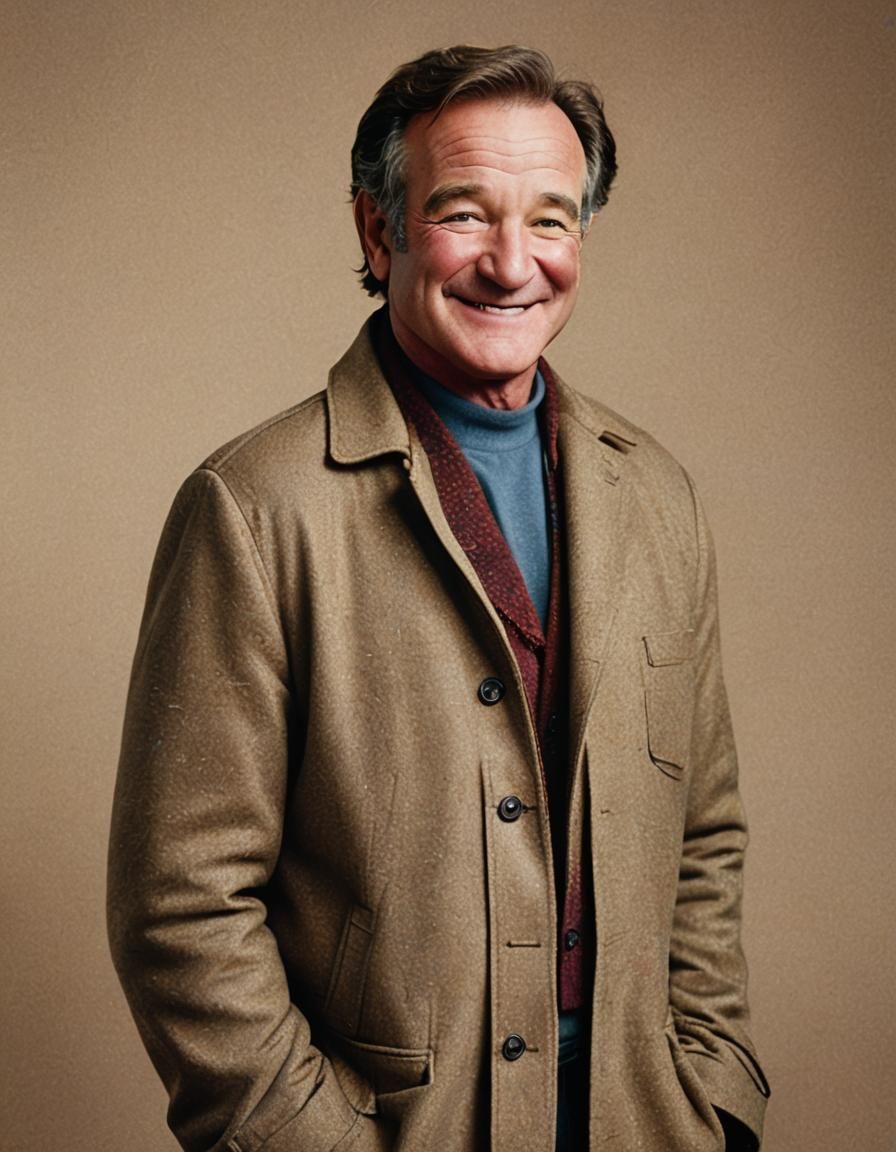 Hyper-Realistic Portrait of Robin Williams Smiling