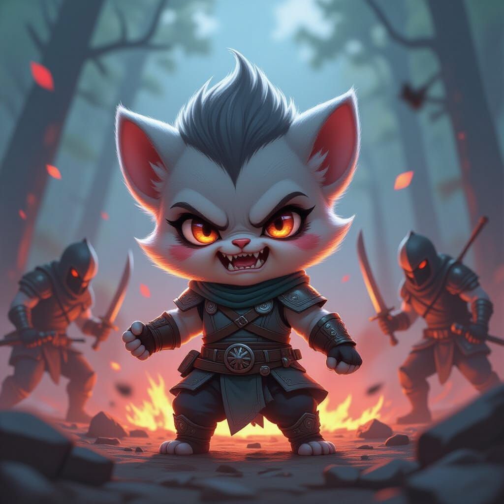 Miniature Wild Spirit Defies Chaotic Battle Scene