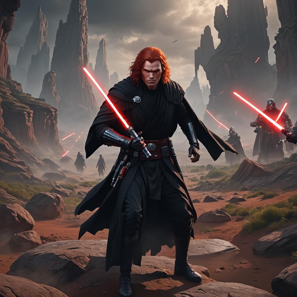 Sith Master with Lightsaber: Detailed Matte Painting