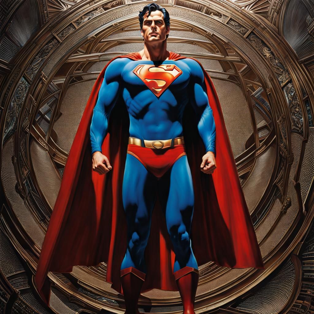 Superman Anatomical Model in Oil on Canvas