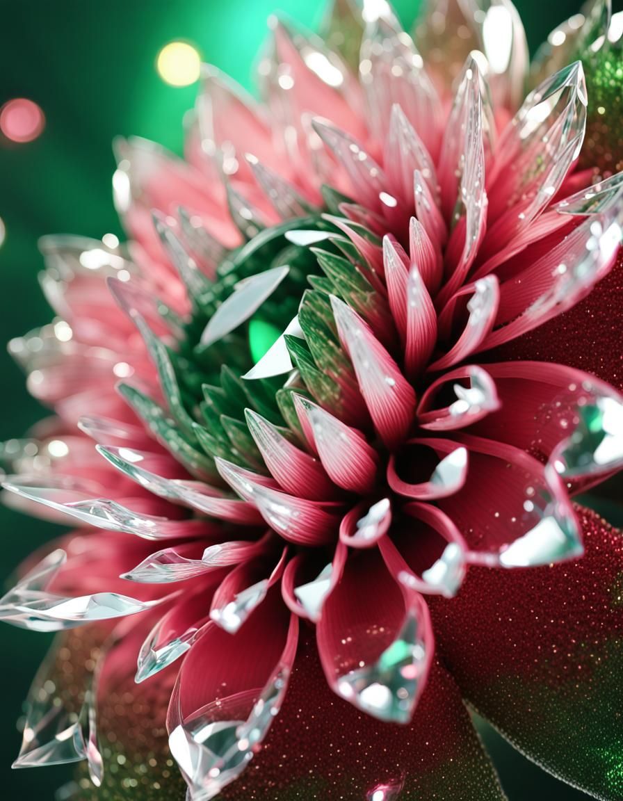 Crystal Dahlia with Sparkly Bokeh Background