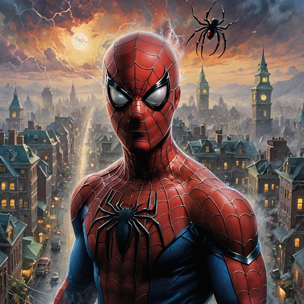 Disturbing Spider-Man Hybrid in Ethereal Fantasy Style