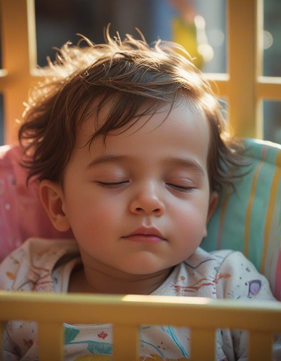 Whimsical Baby Portrait in Vibrant Oil Painting Style