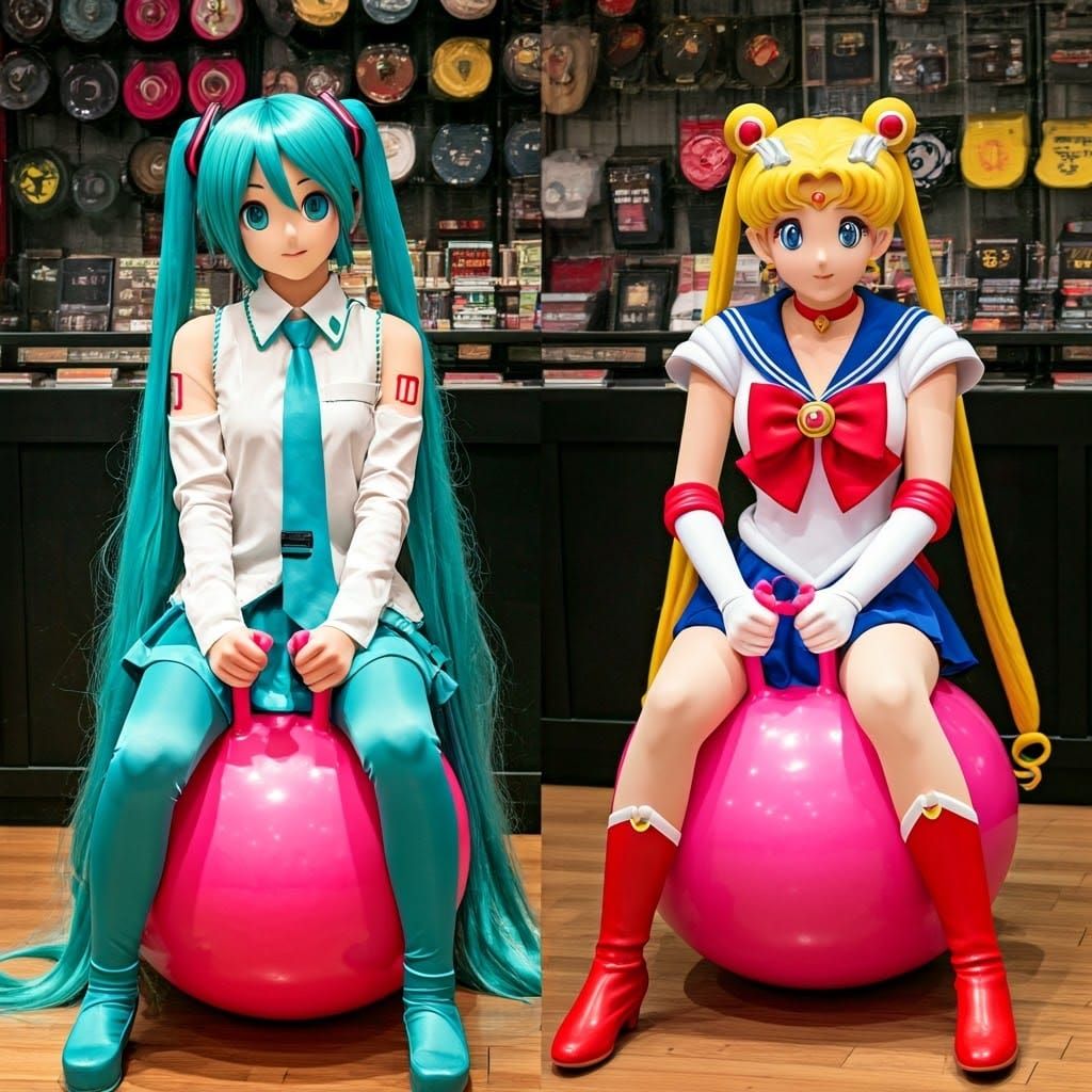 Hatsune Miku and Sailor Moon Bouncing