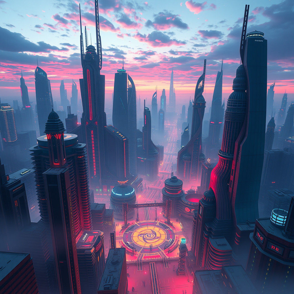 Colossal Metropolis in Perpetual Twilight