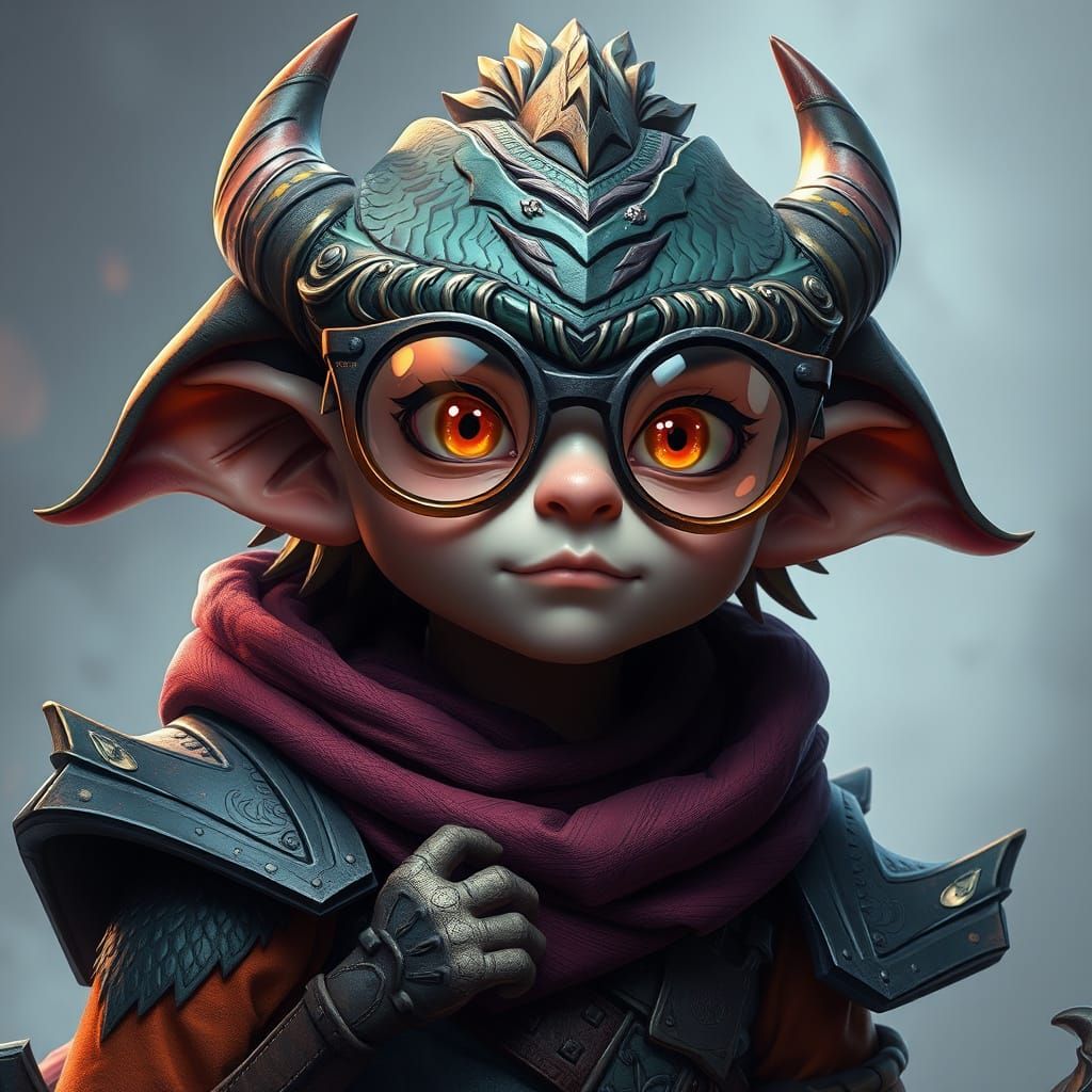 Fantastical Dragonborn Rogue in Glasses