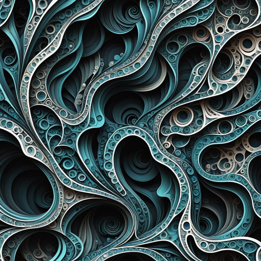 Abstract Geometric Sculptures in Cyberpunk Aesthetic