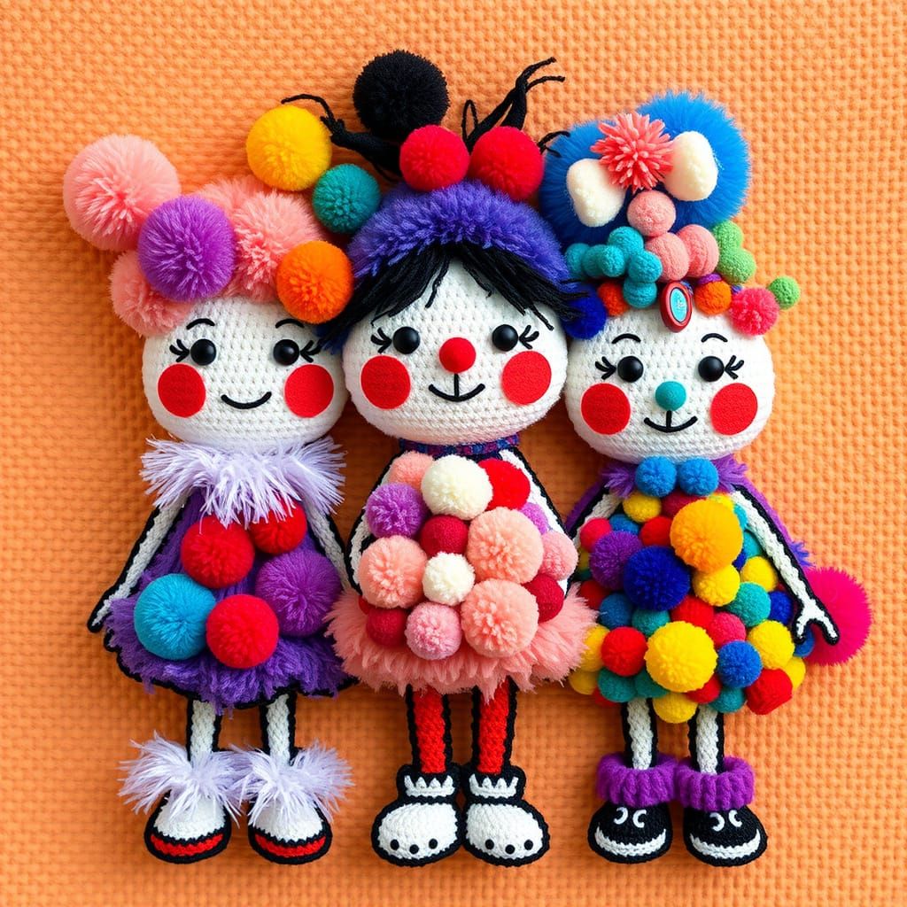 Playful Pom Pom Characters in Pop Art Style