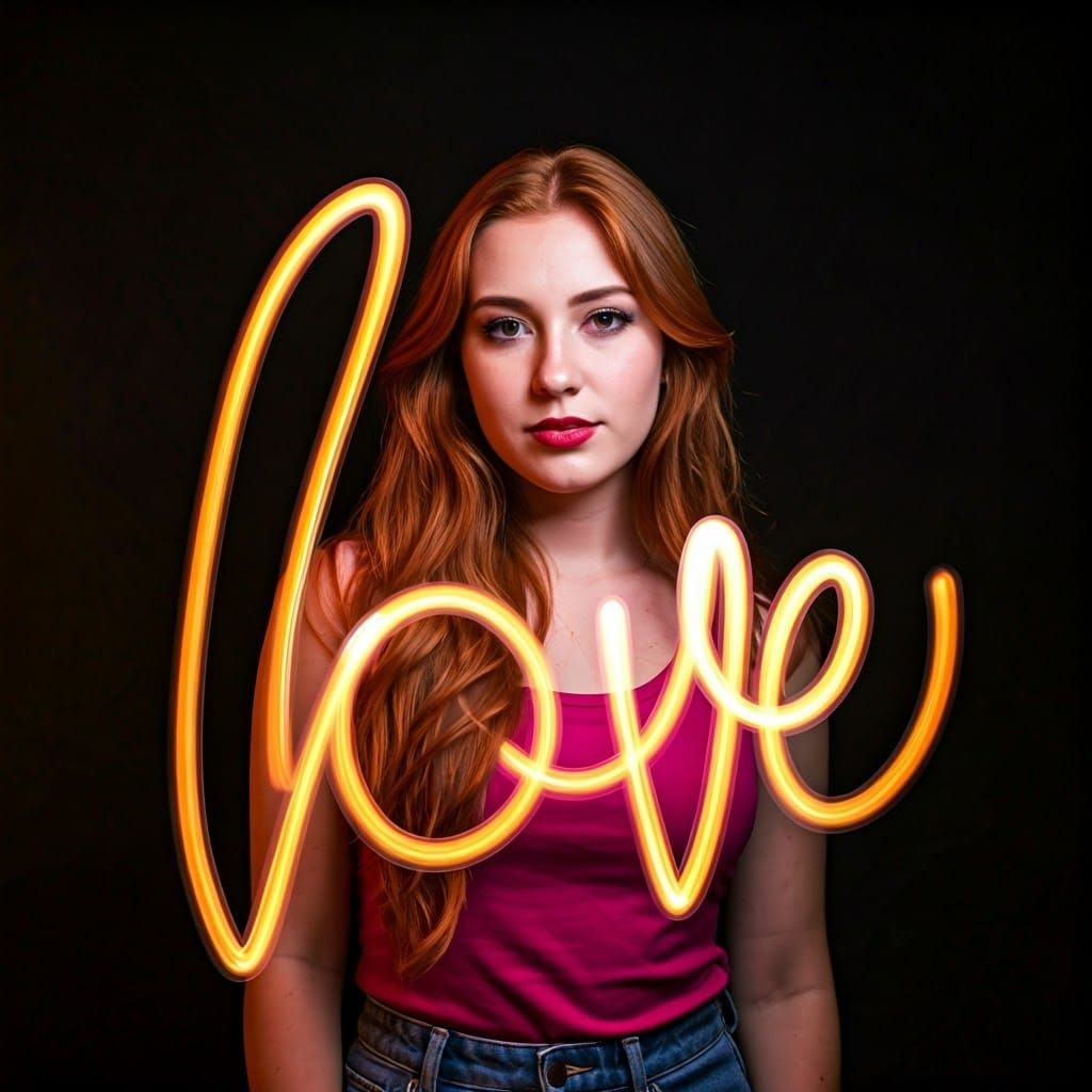 Vibrant Portrait with Swirling Light Painting