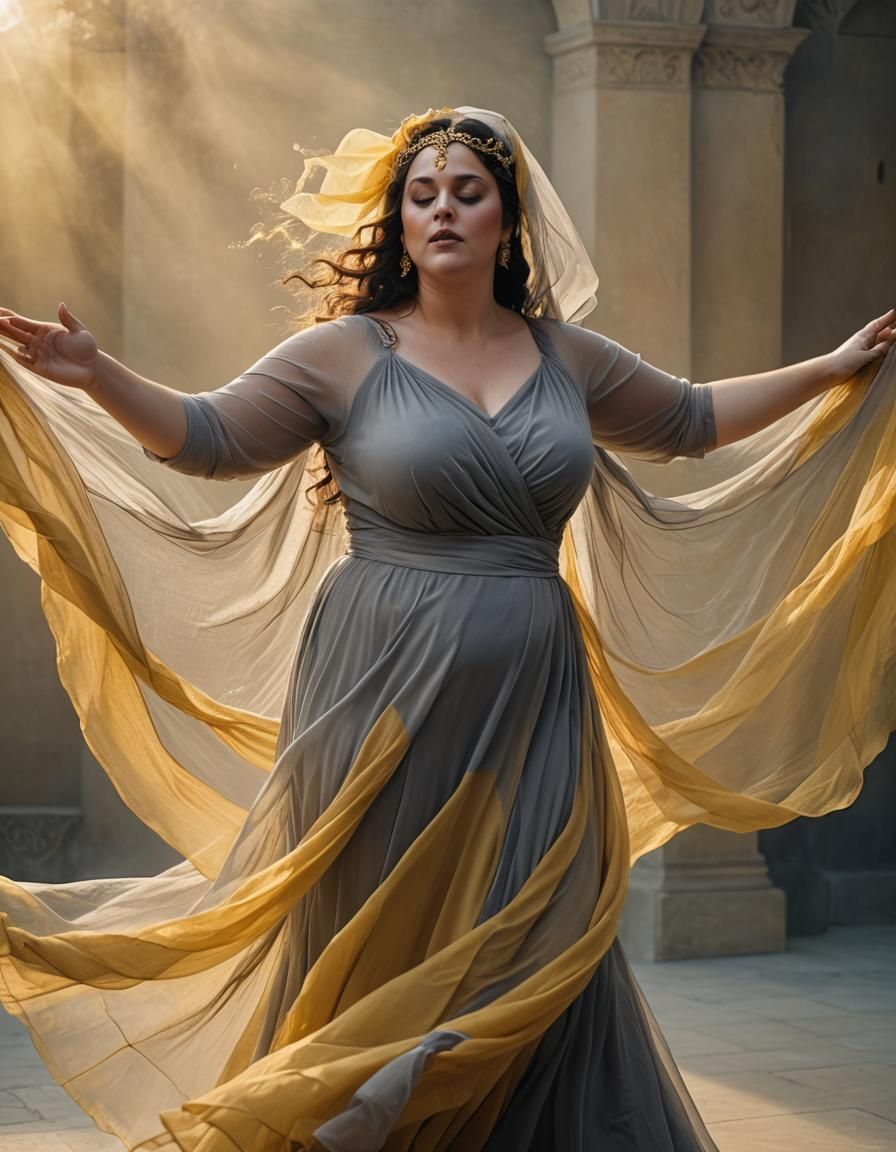 Salome's Dance: Ethereal Veils in Golden Light
