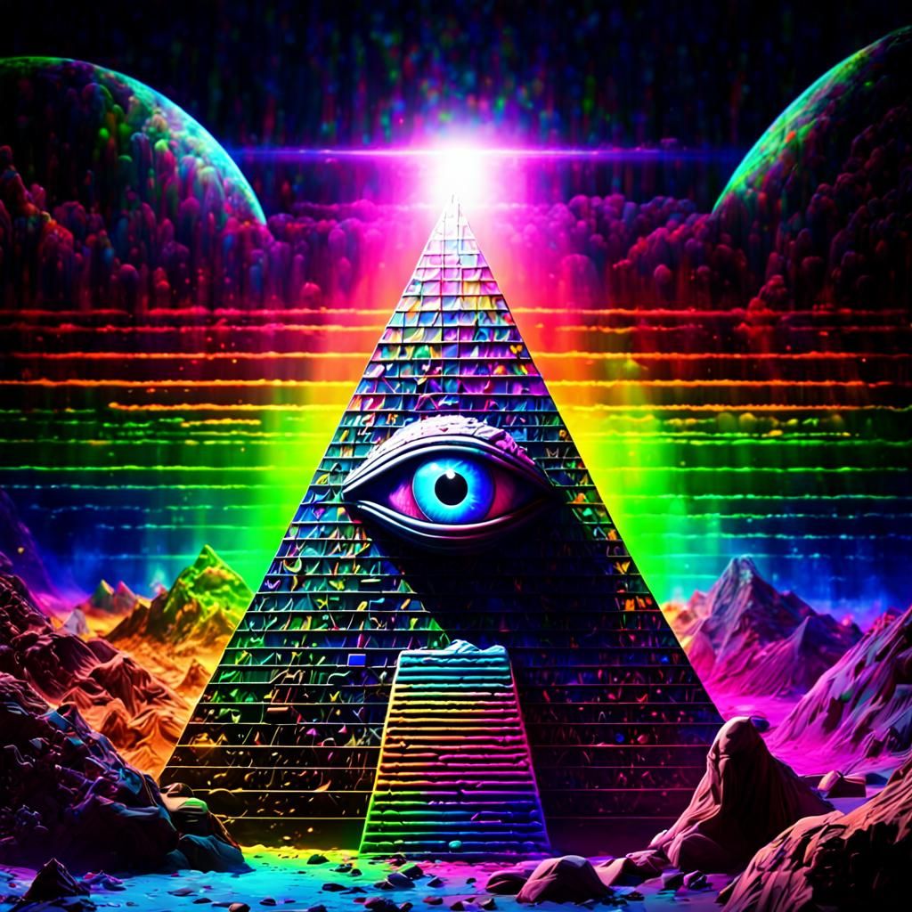 Neon Pyramid on the Dark Side of the Moon