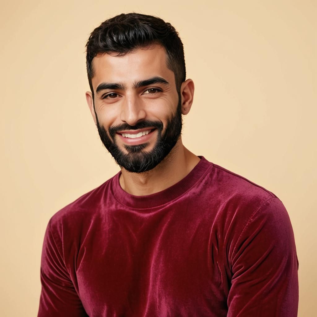 Velvet Portrait of Handsome Man in Impasto Style