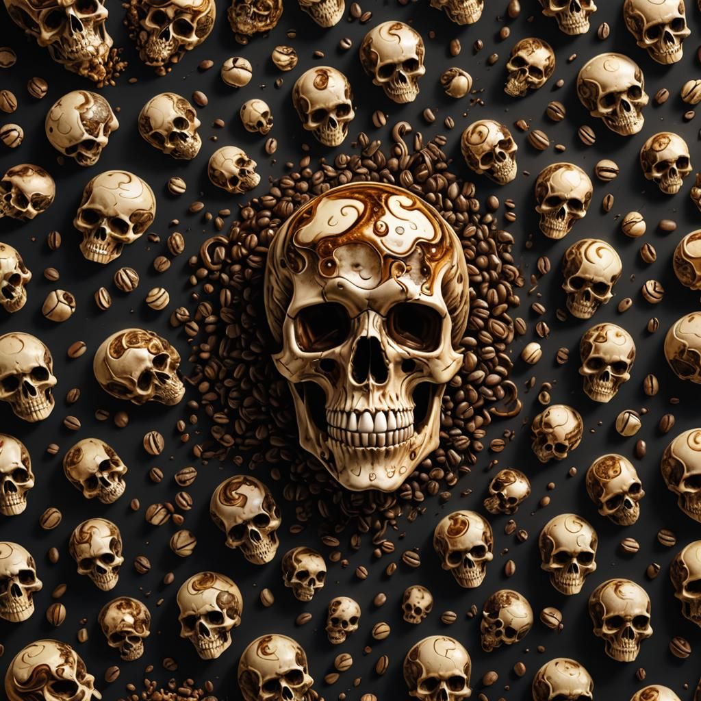 Fractal Skull Tornado of Coffee Marks