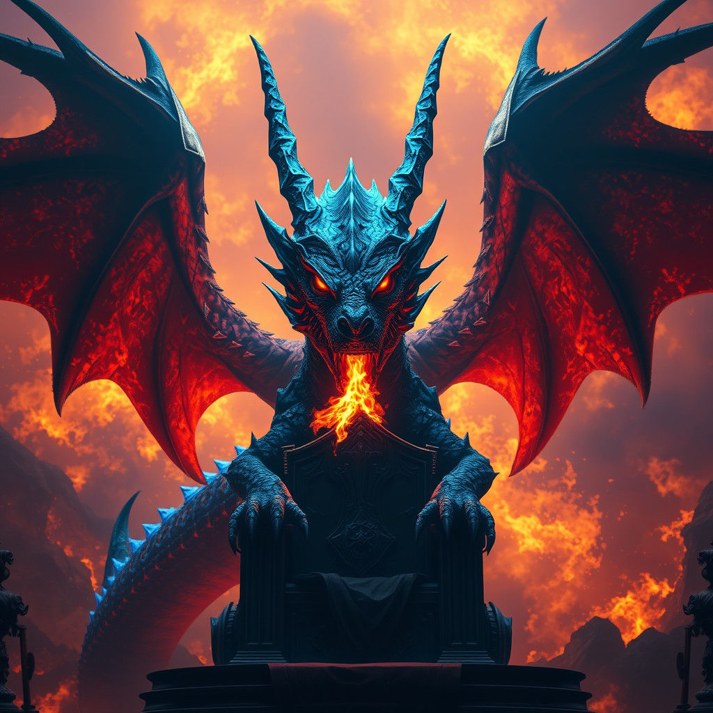 Fiery Dragon on Throne: a Digital Matte Painting