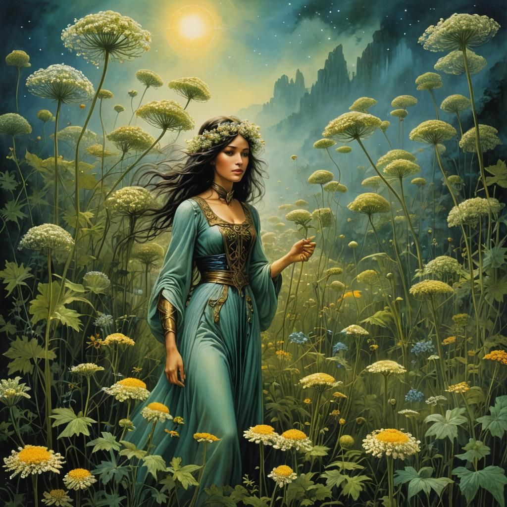 Umbellifers in Fantasy Illustration Style