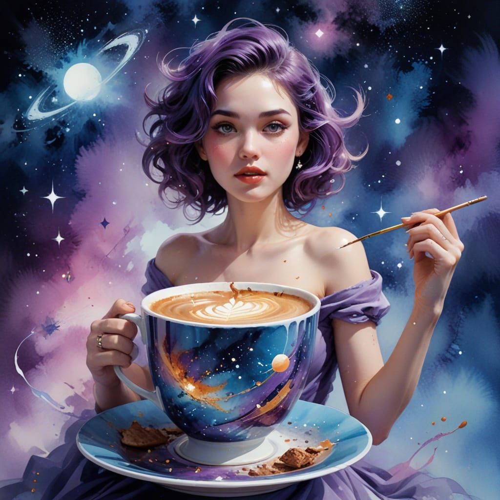 Cosmic Cafe Celebration with Vintage Pin-Up Model