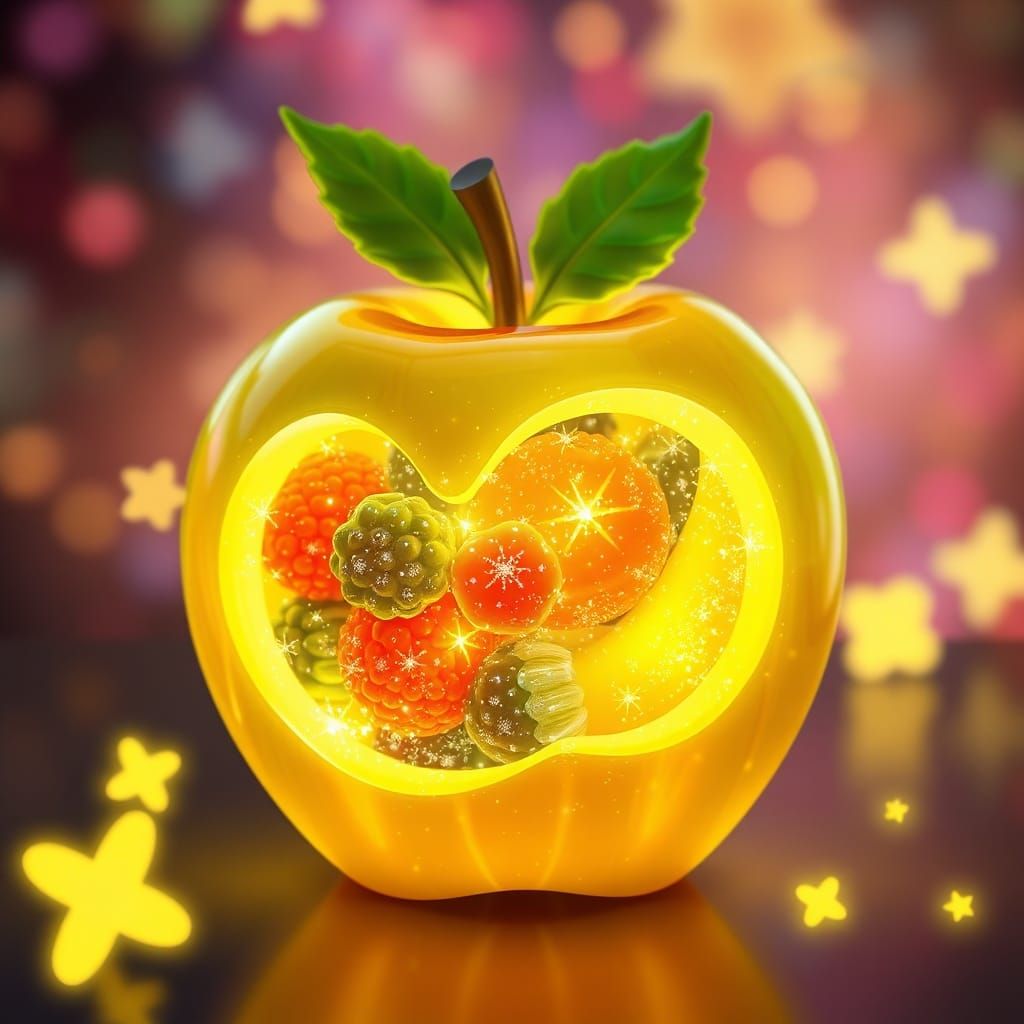 Luminous Fruit: 3D Anime Art with Glowing Effects