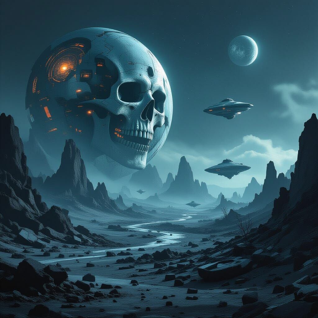 Dystopian Alien Graveyard on Destroyed Planets